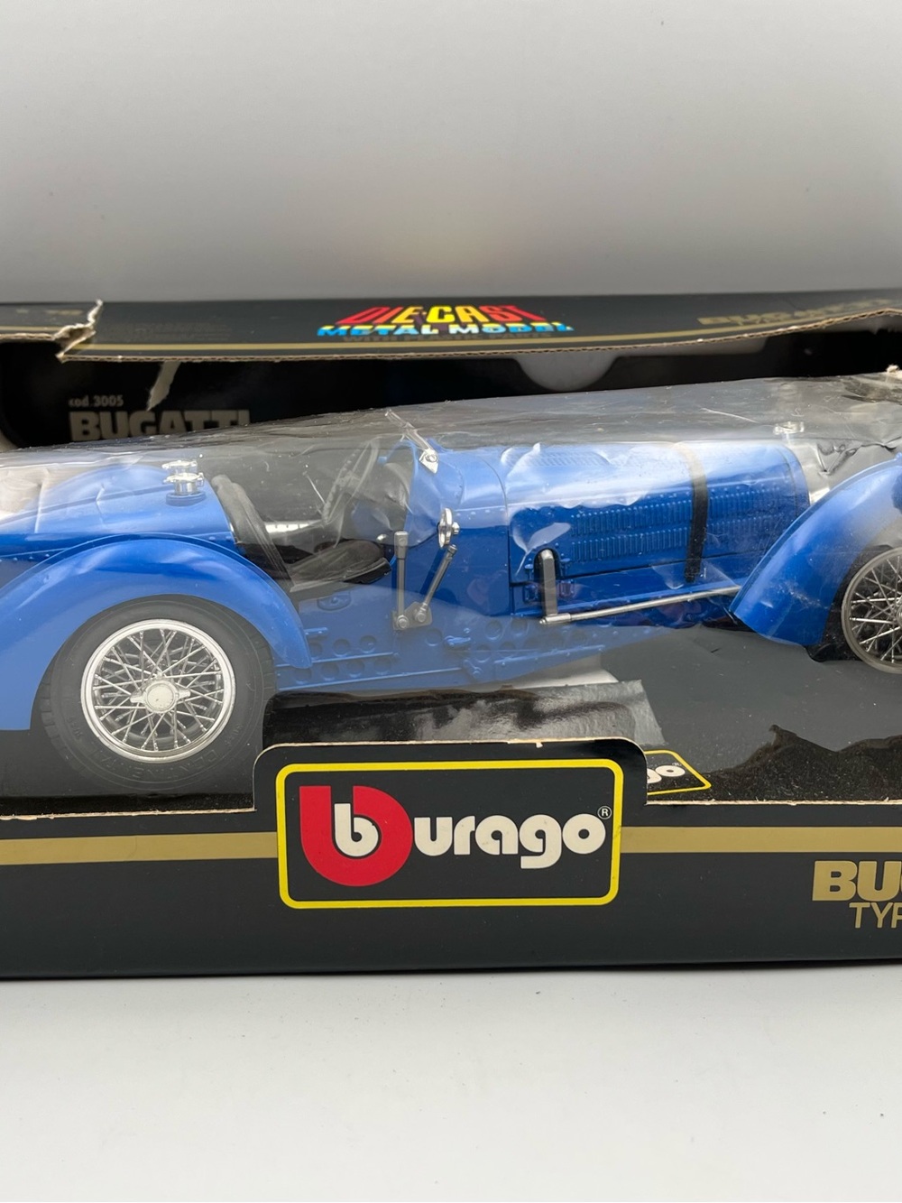 NOS Vtg Burago 1/18 Bugatti Type 59 (1934) Diecast Model Car Blue a NEW IN BOX